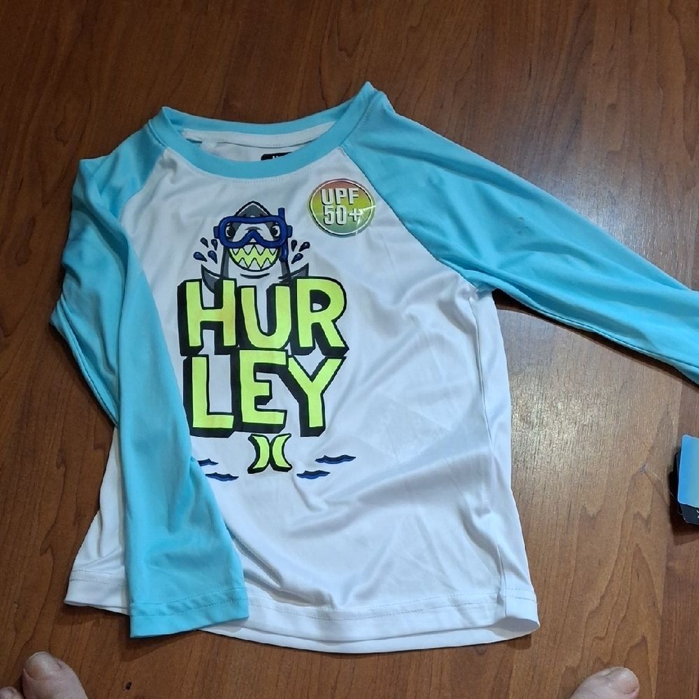 Hurley Kids Rashguard - Aqua and White (Chi013)